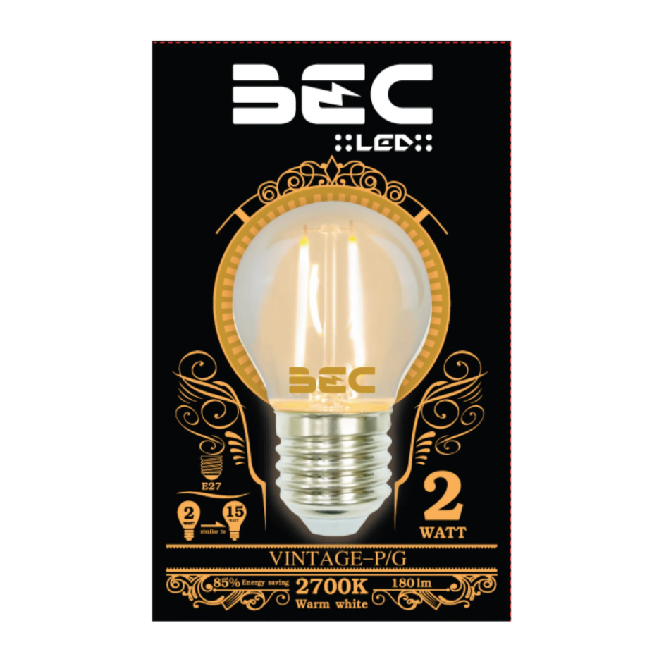BEC หลอดไฟ LED Bulb G45 Filament 2W ขั้วE27 2700K - พี เอส ซี คอมเมอร์เชียล